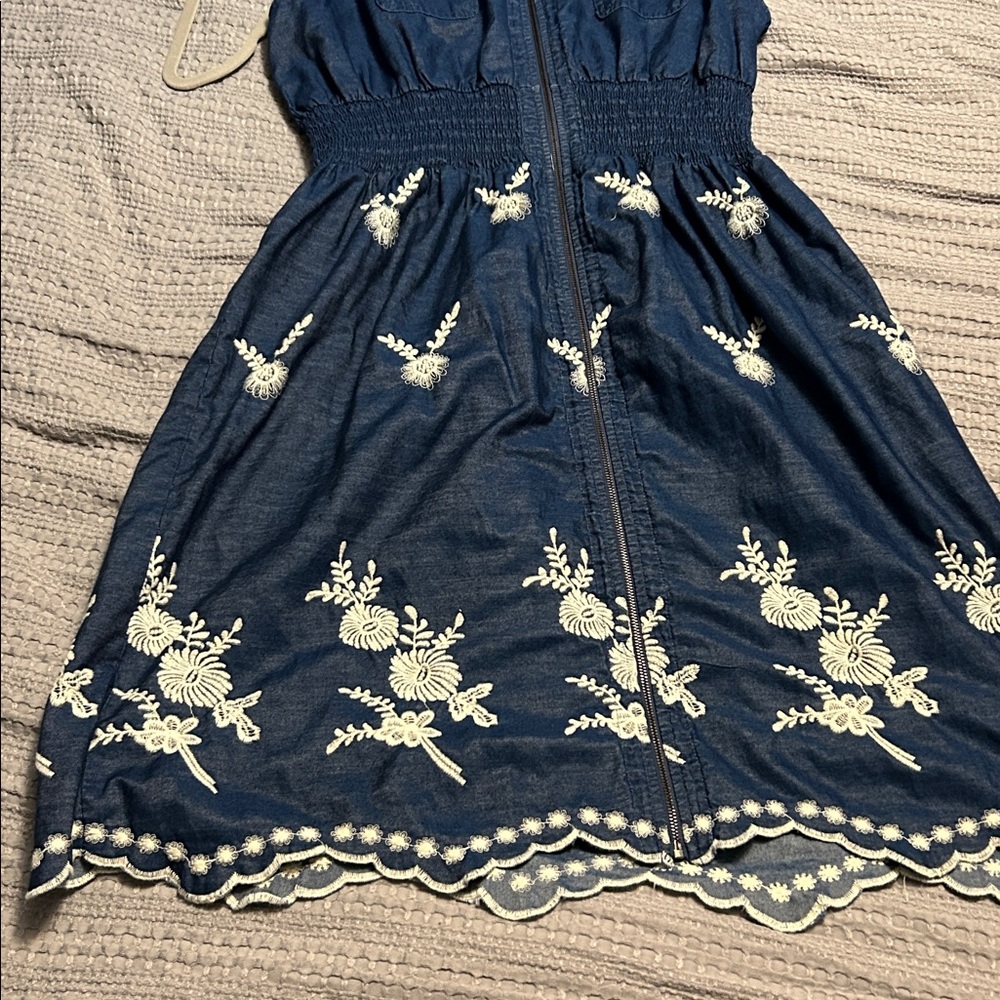 J Gee blue & white front zip sleeveless dress 2X - Picture 5 of 9
